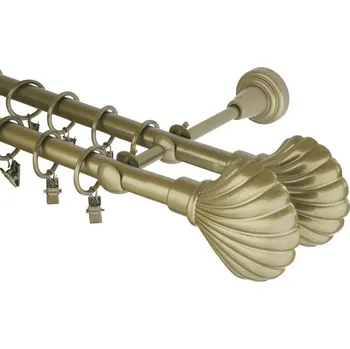 Garnýž Garnýž kovová 120 cm dvouřadá - dvojitá 16 mušle double zlatá antik