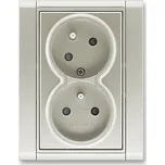 Zásuvka dvojnásobná, s clonkami, s natočenou dutinou, starostříbrná, ABB Time 5513F-C02357 32