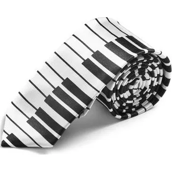 Kravata s potiskem klaviatura - bílo/černá