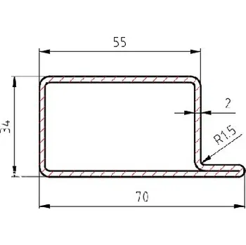 Stavební profil Lemovací profil "L" jakl nosný "PRAPOREK" rozměr 70x34x55/2mm; délka 6000mm