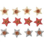 Hvězda s knoflíkem a lepíkem 3cm,12 ks v sáčku
