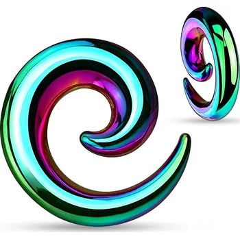 Šperk Šperky4U Ocelový roztahovák do ucha - spirála duhová - EP01065W-03