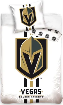 Ložní povlečení TipTrade NHL Vegas Golden Knights bílé 140 x 200 cm, 70 x 90 cm zipový uzávěr