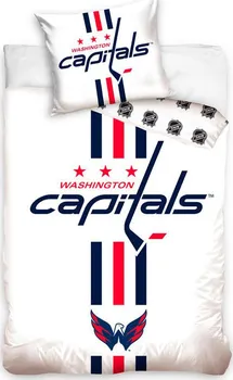 Ložní povlečení TipTrade NHL Washington Capitals bílé 140 x 200 cm, 70 x 90 cm zipový uzávěr