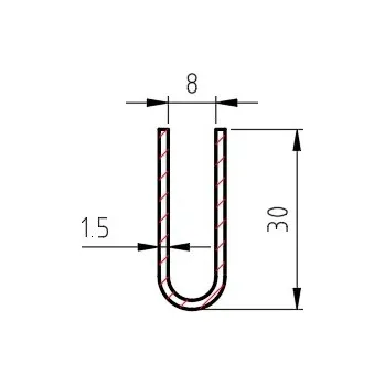 Stavební profil Lemovací profil U drážka 8 mm; 1,5x30x30 mm, délka 2500 mm