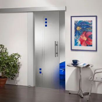 Interiérové dveře Glasdesign Blue skleněné posuvné dveře 900 x 2050 mm