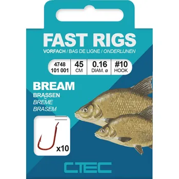 Rybářský háček SPRO návazce C-Tec Fast Rigs Bream 45cm 10ks Průměr: 0,16mm, Velikost háčku: 10