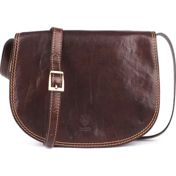 Kabelka Tmavěhnědá velká kožená crossbody kabelka MAX
