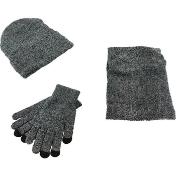 Čepice APT Set čepice nákrčník rukavice, šedá melánž, BQ52C