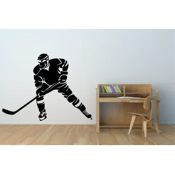 Samolepící dekorace Lepy.cz Samolepka na zeď Hokejista Velikost (šířka x výška): l00x75cm, Barevná varianta: Lípová zelená