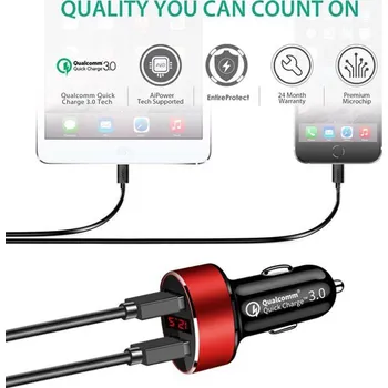 USB autonabíječka s rychlonabíjením Qualcomm a voltmetr