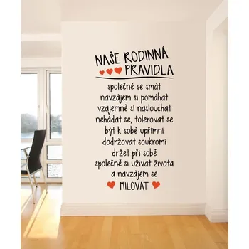Samolepící dekorace Samolepka na zeď Nápis na stěnu - Naše rodinná pravidla (samolepka na zeď)