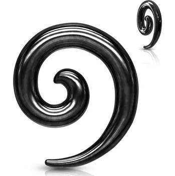 Šperk Šperky4U Ocelový roztahovák do ucha - spirála černá - EP01065K-04