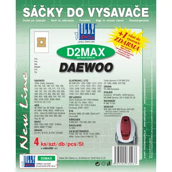 Sáček do vysavače JOLLY Sáčky do vysavače D2 MAX - textilní Vůně sáčku: Jablko