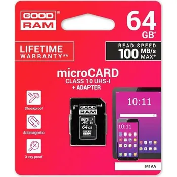 Paměťová karta Paměťová karta micro SD 64 GB GOODRAM s adaptérem Class 10