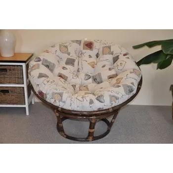 Papasan Ratanový papasan 110 cm hnědý polstr motiv srdce LOVE
