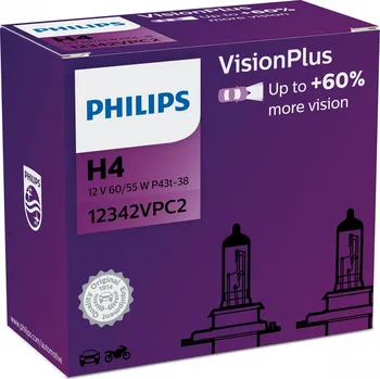 Autožárovka Philips VisionPlus 12342VPC2 H4 P43t-38 12V 60/55W