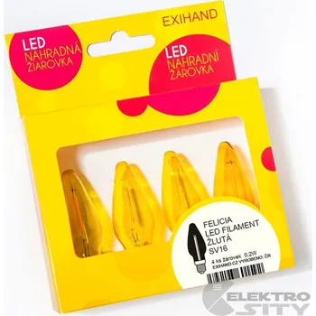 Blistr 4 žárovky Exihand Felicia LED Filament žlutá 14V/0,2W