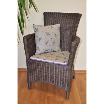 Křeslo Ratanové křeslo Pluto hnědé polstr levandule