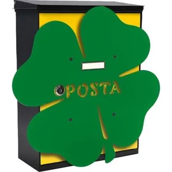 Poštovní schránka Alubox MIA box Four-leaf clover Y - poštovní schránka s výměnným krytem a jmenovkou, čtyřlístek