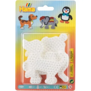 Dětské navlékací korálky Hama Podložka na zažehlovací korálky slon,tučňák,pejsek plast 3ks na kartě 12x18x3cm