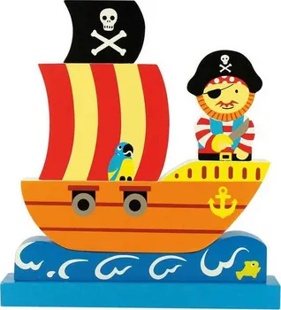 Dřevěná hračka Bigjigs Toys Magnetické puzzle pirátská loď