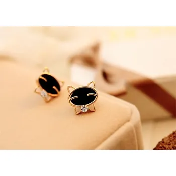 Náušnice Načančaná.cz Náušnice Kočka- 2 barvy Barva: Zlatá