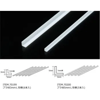 Modelářství Tamiya Plastic Beams – plastový L-profil 3mm, délka 400 mm (6 ks)