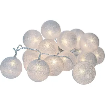 Vánoční světelný řetěz Solight 1V48 vánoční koule bavlněné 20 LED teplá bílá