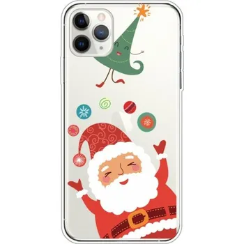Pouzdro na mobilní telefon Kryt z měkkého plastu Santa a stromeček pro iPhone 11 Pro - transparentní