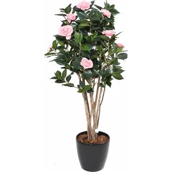 umělá květina CAMELIA JAPONICA DOUBLE NEW KEŘ růžová, 130cm (Luxusní umělý kvetoucí keř)