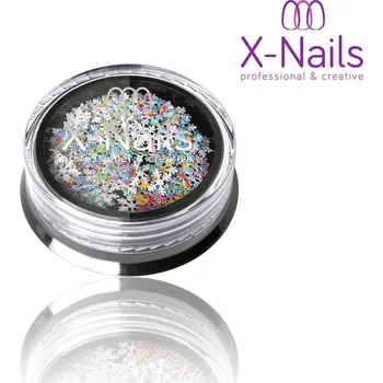 Umělé nehty Vánoční zdobení na nehty tenké 3D plátky - plátky na nehty VLOČKY BAREVNÉ (3D Zimní ozdoby na nehty, tenké plátky vánoční vločky BAREVNÉ)