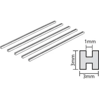 Modelářství Tamiya Plastic Beams – plastový H-profil 3mm, délka 400 mm (5 ks)
