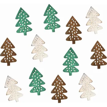 Vánoční dekorace Dřevěné stromy 4 cm, 12 ks