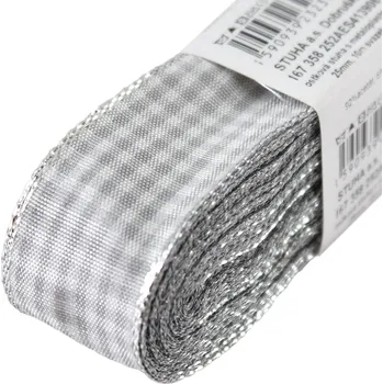 Stuha Stuha kostka 25 mm rexor - svazek 10m Stuha kostka 25 mm rexor: 906 Šedá + stříbrná