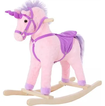 Houpací kůň Plyšový houpací jednorožec se zvuky | růžový