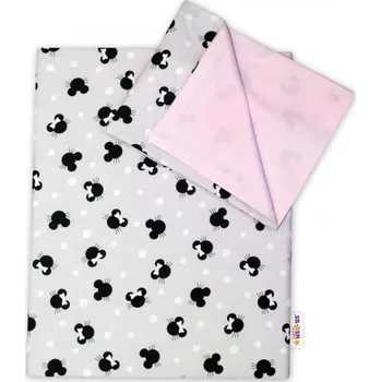 Povlečení Baby Nellys Minnie šedé/růžové 2-dílné 90 x 120, 40 x 60 cm zipový uzávěr