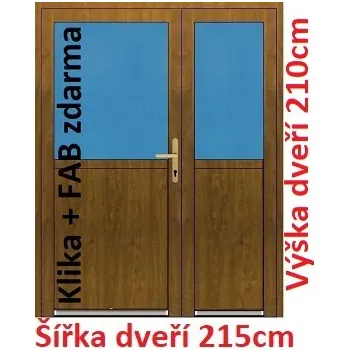 Vchodové dveře Dvoukřídlé vchodové dveře plastové Soft 1/2 sklo 215x210 cm - Akce!