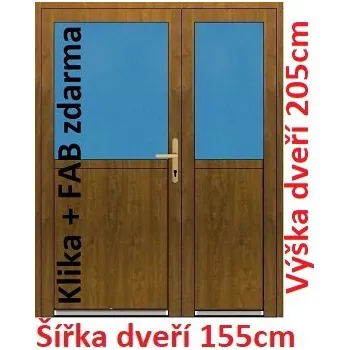 Vchodové dveře Dvoukřídlé vchodové dveře plastové Soft 1/2 sklo 155x205 cm - Akce!