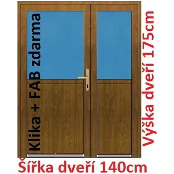 Vchodové dveře Dvoukřídlé vchodové dveře plastové Soft 1/2 sklo 140x175 cm - Akce!