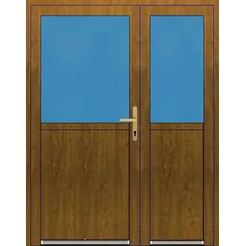 Vchodové dveře Dvoukřídlé plastové vchodové dveře Soft 1/2 sklo