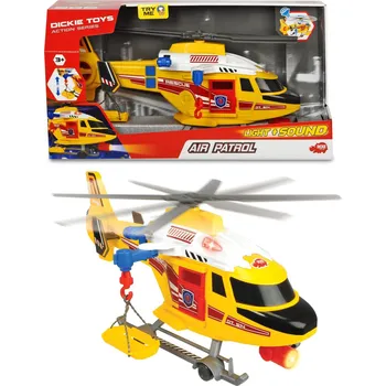 letadlo a vrtulník Dickie Toys Action Series Záchranářský vrtulník 41 cm žlutý