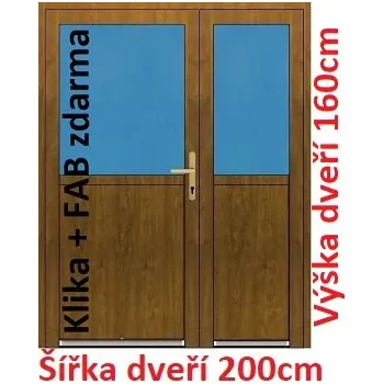 Vchodové dveře Dvoukřídlé vchodové dveře plastové Soft 1/2 sklo 200x160 cm - Akce!