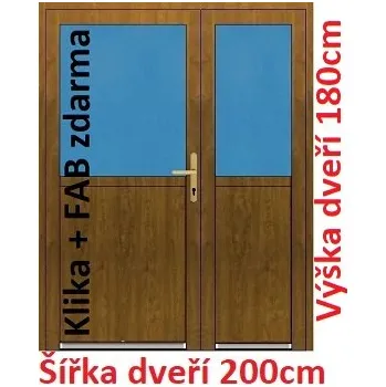 Vchodové dveře Dvoukřídlé vchodové dveře plastové Soft 1/2 sklo 200x180 cm - Akce!