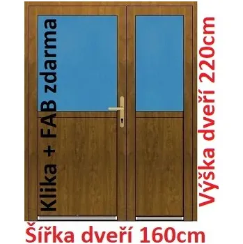 Vchodové dveře Dvoukřídlé vchodové dveře plastové Soft 1/2 sklo 160x220 cm - Akce!