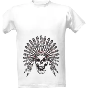 Pánská móda Tričko s potiskem Indiánova lebka pánské