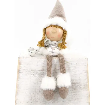 Vánoční dekorace Vánoční figurka textil 22/47cm bílá/béžová (771886)
