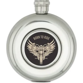 Placatka Kulatá placatka 150 ml Born to Ride - stříbrná