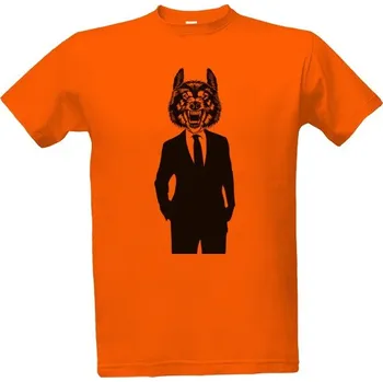 Tričko s potiskem Vlk v obleku pánské