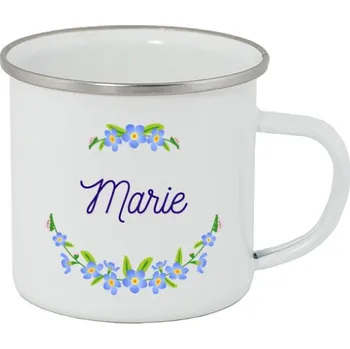 Plecháček - nerezový lem s potiskem Plecháček Marie - pomněnka